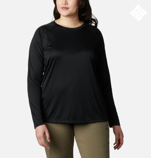 Women's Columbia PFG Tidal Tee II Long Sleeve Sweatshirts Black | Plus Size CA-MAL61